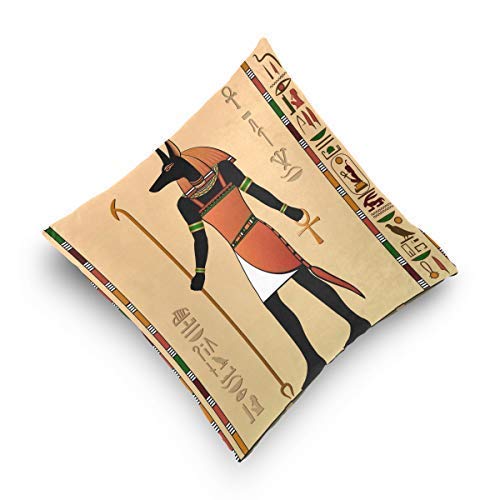 Zjipeung - Funda de almohada decorativa de 45 x 45 cm, Egipto Egipto Egipto Anubis Horus, funda de cojín decorativa para sofá, cama, hogar