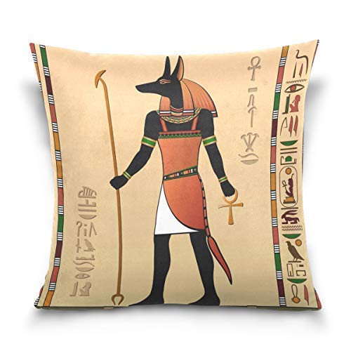 Zjipeung - Funda de almohada decorativa de 45 x 45 cm, Egipto Egipto Egipto Anubis Horus, funda de cojín decorativa para sofá, cama, hogar