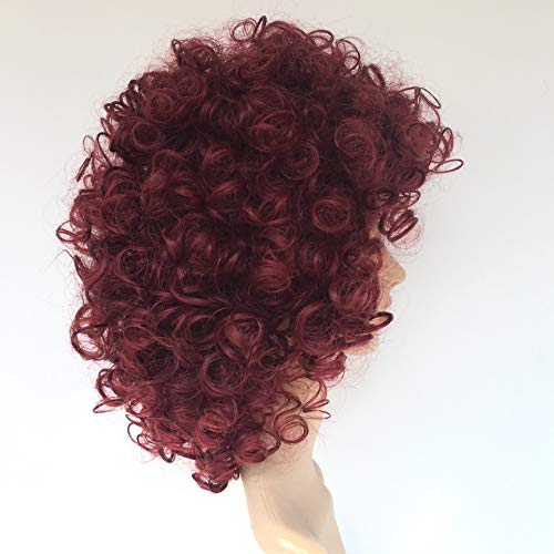 ZJJGRASS Rojo Pelucas Mujeres de Negro Corto Rizado Rizado Pelucas Estilo de la Moda Rihanna Lleno sintético Peluca de Pelo Natural