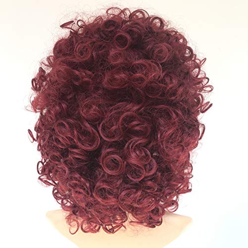 ZJJGRASS Rojo Pelucas Mujeres de Negro Corto Rizado Rizado Pelucas Estilo de la Moda Rihanna Lleno sintético Peluca de Pelo Natural