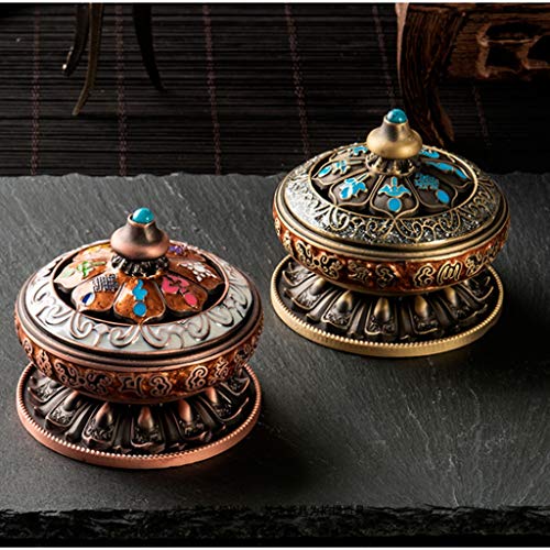 ZLYMX Bronce Quemador de Incienso, Cono del Aroma del Quemador Titular Estufa decoración del hogar Pequeño Cobre (Color : A)