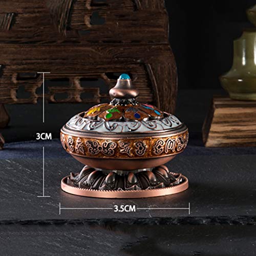 ZLYMX Bronce Quemador de Incienso, Cono del Aroma del Quemador Titular Estufa decoración del hogar Pequeño Cobre (Color : A)