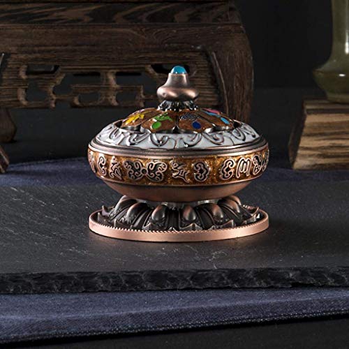 ZLYMX Bronce Quemador de Incienso, Cono del Aroma del Quemador Titular Estufa decoración del hogar Pequeño Cobre (Color : A)