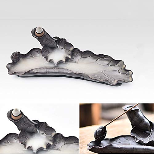 ZLYMX incensario de cerámica, el palillo del Incienso Quemador de Incienso Titular Ash Catcher Bandeja de Porcelana Hecha a Mano Retro