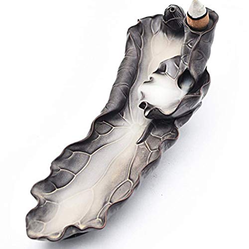 ZLYMX incensario de cerámica, el palillo del Incienso Quemador de Incienso Titular Ash Catcher Bandeja de Porcelana Hecha a Mano Retro