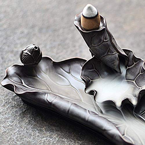 ZLYMX incensario de cerámica, el palillo del Incienso Quemador de Incienso Titular Ash Catcher Bandeja de Porcelana Hecha a Mano Retro