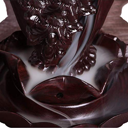 ZLYMX Lotus bergamota, Incienso Quemador de Incienso de reflujo del sostenedor de los Palillos de Incienso incensario Cascada Hechos a Mano