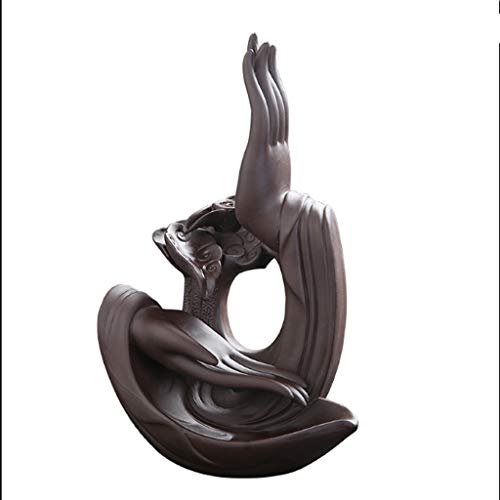 ZLYMX Lotus Quemador de Incienso, Reflujo Quemador de Incienso, Hecho a Mano Cono Reflujo cerámica Palillos de Incienso Titular Decoración Artesanía