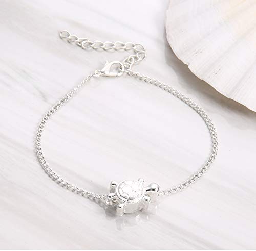 zmnbaa Boho Sandalias De Tortuga De Playa Tobilleras Descalzas Cadena De Plata Animal Pie Pulseras Joyería De Moda para Las Mujeres Descalzas