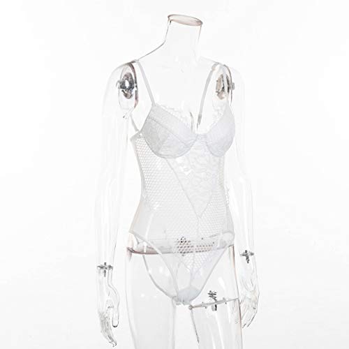 ZODOF Lenceria Mujer Sexy Cordón Ahuecar Elástico Pestaña Ropa Interior Sujetador Escote Profundo Lenceria Erotica(M,Blanco)
