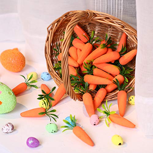 Zonon 120 Piezas de Mini Zanahorias de Pascua Adornos de Zanahorias Artificiales de Espuma Decoración Colgante para Hogar Cocina Fiesta Manualidades (Estilo B, 120)