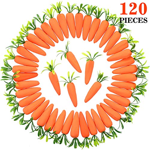 Zonon 120 Piezas de Mini Zanahorias de Pascua Adornos de Zanahorias Artificiales de Espuma Decoración Colgante para Hogar Cocina Fiesta Manualidades (Estilo B, 120)