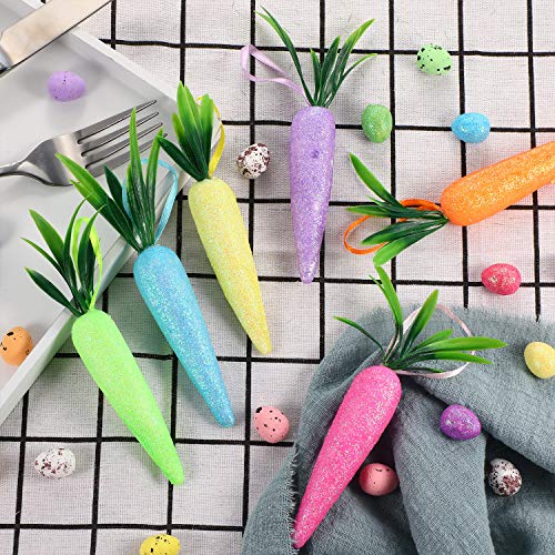 Zonon 60 Piezas de Zanahorias Artificiales de Espuma de Pascua Adornos Colgantes para Hogar Cocina Fiesta Manualidades Decoración (Estilo A, 60)