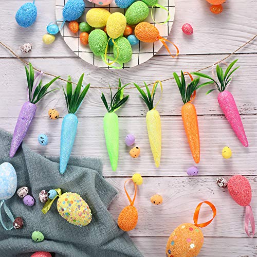 Zonon 60 Piezas de Zanahorias Artificiales de Espuma de Pascua Adornos Colgantes para Hogar Cocina Fiesta Manualidades Decoración (Estilo A, 60)