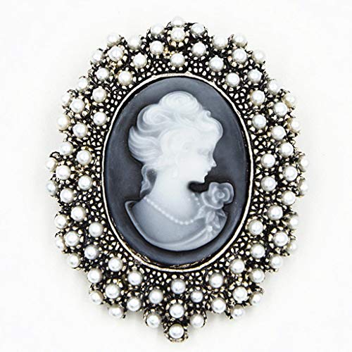 ZOOMY Wedding Party Queen Lady Vintage Diseño Victoriano Broche de Bronce de camafeo - Perla