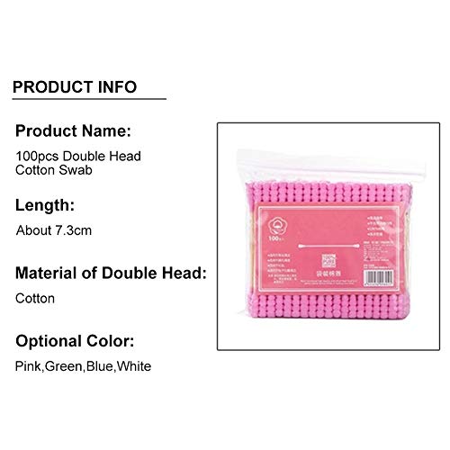 ZRDY 100 Unids/Pack Hisopos De Algodón De Doble Cabeza De Bambú Bastones De Madera For Orejas De Nariz Tampones De Limpieza Herramientas De Maquillaje De Belleza (Color : White)