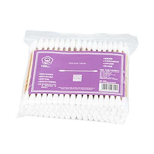ZRDY 100 Unids/Pack Hisopos De Algodón De Doble Cabeza De Bambú Bastones De Madera For Orejas De Nariz Tampones De Limpieza Herramientas De Maquillaje De Belleza (Color : White)