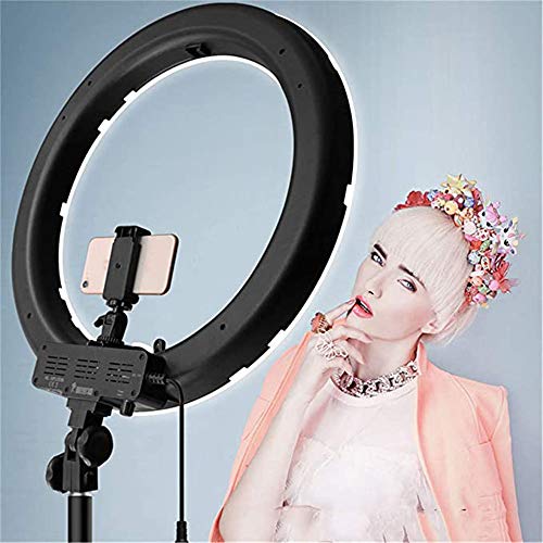 ZSH Anillo de luz LED con Control Remoto, Kit de Anillo de luz LED de 18 Pulgadas con Soporte para trípode Soporte para teléfono Color Ajustable para transmisión en Vivo/Maquillaje, Youtube