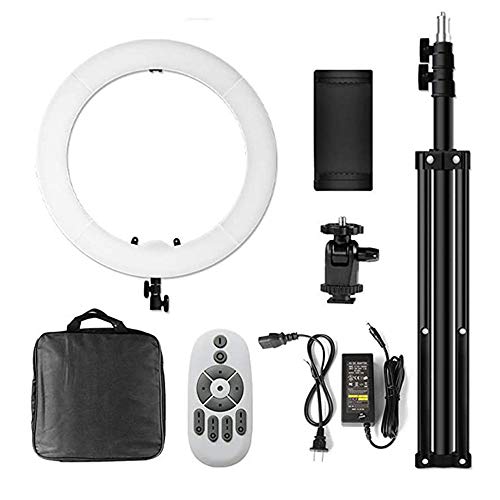 ZSH Anillo de luz LED con Control Remoto, Kit de Anillo de luz LED de 18 Pulgadas con Soporte para trípode Soporte para teléfono Color Ajustable para transmisión en Vivo/Maquillaje, Youtube