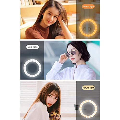ZSH Anillo de luz LED con Control Remoto, Kit de Anillo de luz LED de 18 Pulgadas con Soporte para trípode Soporte para teléfono Color Ajustable para transmisión en Vivo/Maquillaje, Youtube
