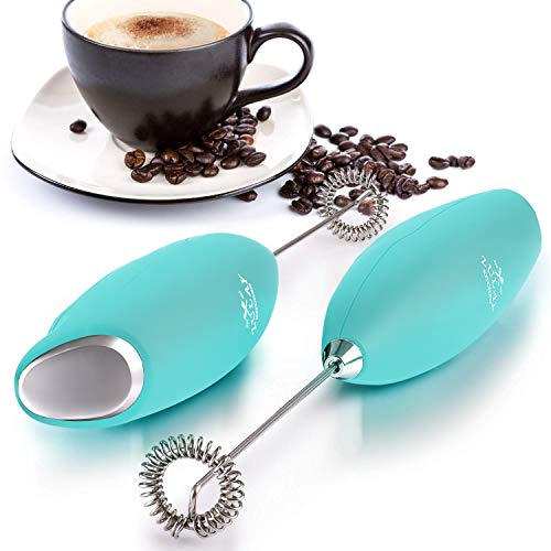 Zulay Kitchen Original Fabricante de Leche vaporizador de Mano de la Espuma por Lattes - batidor Bebida Mezclador para Balas de café, Mini Lanza Espuma para Capuchino, Frappe, Matcha, Chocolate Calie