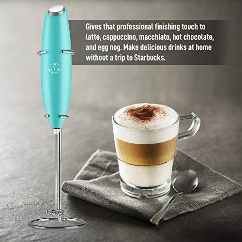Zulay Kitchen Original Fabricante de Leche vaporizador de Mano de la Espuma por Lattes - batidor Bebida Mezclador para Balas de café, Mini Lanza Espuma para Capuchino, Frappe, Matcha, Chocolate Calie