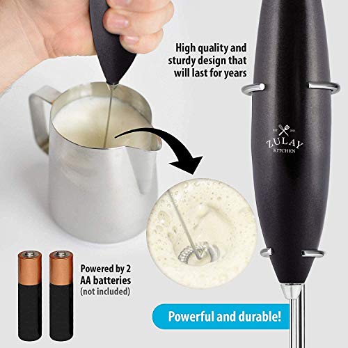 Zulay Kitchen Original Fabricante de Leche vaporizador de Mano de la Espuma por Lattes - batidor Bebida Mezclador para bulletproofâ® café, Mini Lanza Espuma para Capuchino, Frappe, Matcha, Chocolate