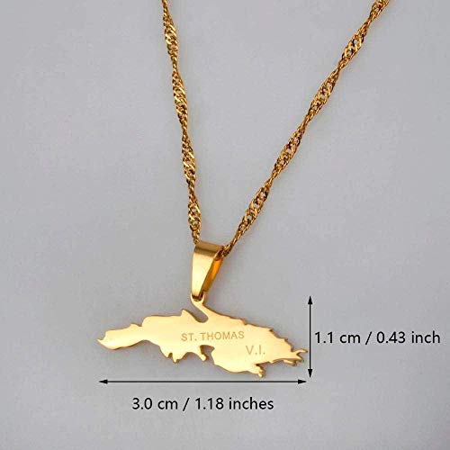 ZVBEP Collar St. Thomas Vi Charm Collares Pendientes Color Dorado Saint Thomas Island Mapa Joyería Regalos