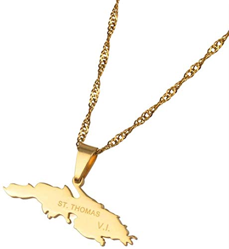 ZVBEP Collar St. Thomas Vi Charm Collares Pendientes Color Dorado Saint Thomas Island Mapa Joyería Regalos