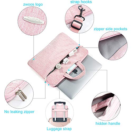 ZWOOS Maletin Portatil 13-13,3 Pulgadas, Resistente al Agua Maletín Mano Bolso Funda para Portátiles Compatible con MacBook Pro Retina/MacBook Air/Samsung/Lenovo/HP/Acer/ASUS/DELL (Rosa)