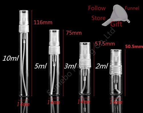 ZWQASP El alcohol Desinfección de aspersión 5pcs / lot 2ML 3ML 5 ML 10 ML portátil de cristal del aerosol botella de perfume vacía del atomizador mini botella tubo de ensayo de la muestra de cristal c