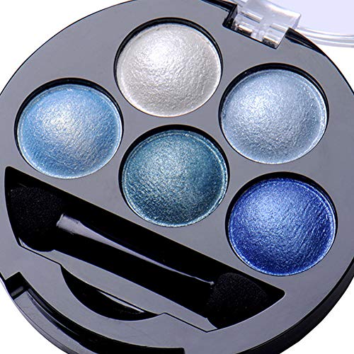 ZYCX123 5 Brillo de los Colores de Sombra de Ojos en Polvo metálico Brillo Paleta de Sombra de Ojos - Azul metálico Muy asequibles y útiles de los cosméticos