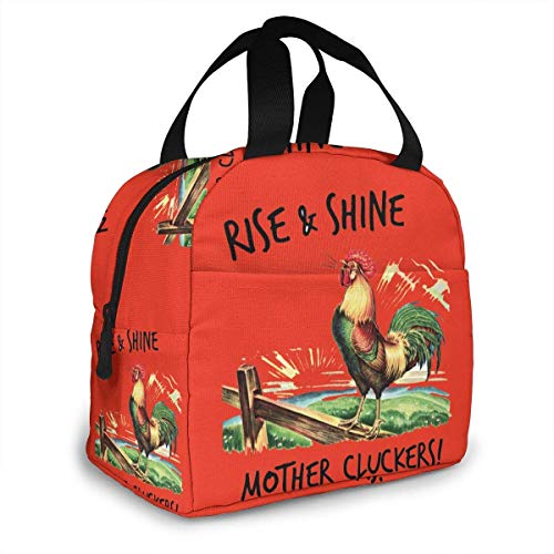 ZYWL antcreptson ¡Levántate y brilla Madre Cluckers! Bolsa de almuerzo con aislamiento térmico portátil con cierre de cremallera, caja más fresca reutilizable para adultos