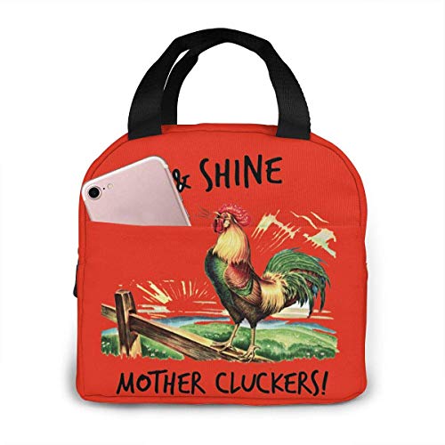 ZYWL antcreptson ¡Levántate y brilla Madre Cluckers! Bolsa de almuerzo con aislamiento térmico portátil con cierre de cremallera, caja más fresca reutilizable para adultos