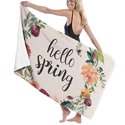 ZYWL Hogar baño Toalla de baño Toalla Toalla de Playa Manta Microfiber Soft Large Shower Bath Towels Beach Towels Bath Washcloths Bathroom Towels-Hello Spring Wreath Bike Home Farmhouse Decoration (P