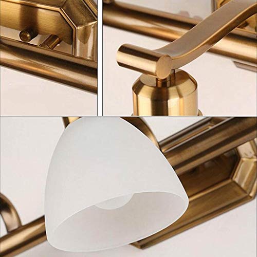 Z&Z-Apliques en forma de vela Led Retro Impermeable Cobre Vidrio Inodoros Luz De Espejo Luces De Maquillaje, Creative Three Heads Simple 60cm Baño Espejo Luz Delantera Espejo Luces De Gabinete Vestido