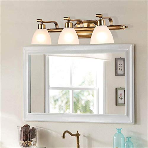 Z&Z-Apliques en forma de vela Led Retro Impermeable Cobre Vidrio Inodoros Luz De Espejo Luces De Maquillaje, Creative Three Heads Simple 60cm Baño Espejo Luz Delantera Espejo Luces De Gabinete Vestido