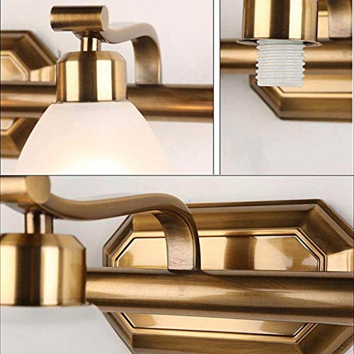 Z&Z-Apliques en forma de vela Led Retro Impermeable Cobre Vidrio Inodoros Luz De Espejo Luces De Maquillaje, Creative Three Heads Simple 60cm Baño Espejo Luz Delantera Espejo Luces De Gabinete Vestido