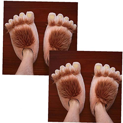 1 par de zapatillas de felpa monstruo Aventura de la novedad de invierno pies grandes zapatillas creativo Bigfoot zapatos calientes Pies invierno Hobbit zapatos de interior para adultos de los niños