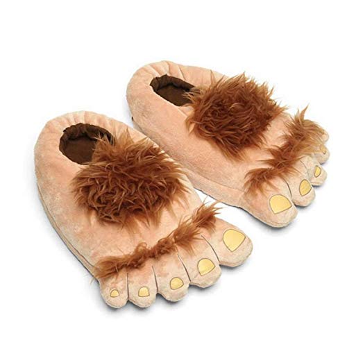 1 par de zapatillas de felpa monstruo Aventura de la novedad de invierno pies grandes zapatillas creativo Bigfoot zapatos calientes Pies invierno Hobbit zapatos de interior para adultos de los niños