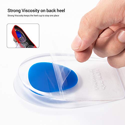 2 pares de almohadillas de gel para talones,almohadillas de silicona para talones para la fascitis plantar,espolones del talón y dolor de Aquiles,copas gel para talones y cojines Absorción