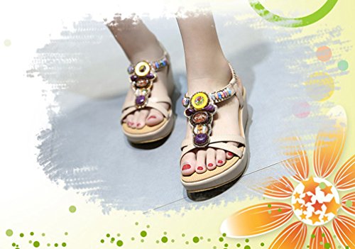 2020 Sandalias Mujer Chanclas Tacon de Cuña Plataforma del Verano Cómodos Zapatos Bohemias Las Sandalias Planas