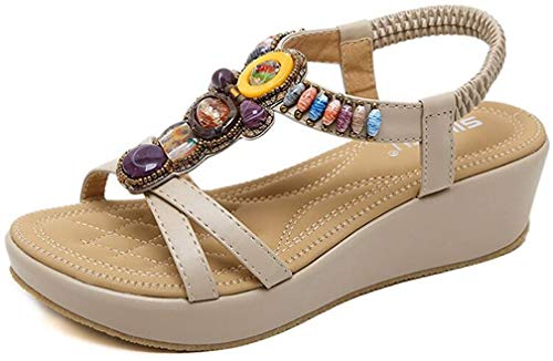 2020 Sandalias Mujer Chanclas Tacon de Cuña Plataforma del Verano Cómodos Zapatos Bohemias Las Sandalias Planas