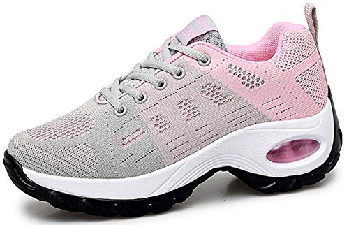 2020 Zapatos cuña Mujer Zapatillas de Deportivas Plataforma Mocasines Primavera Verano Planas Ligero Tacon Sneakers Cómodos Zapatos para Mujer, Gray,36 EU