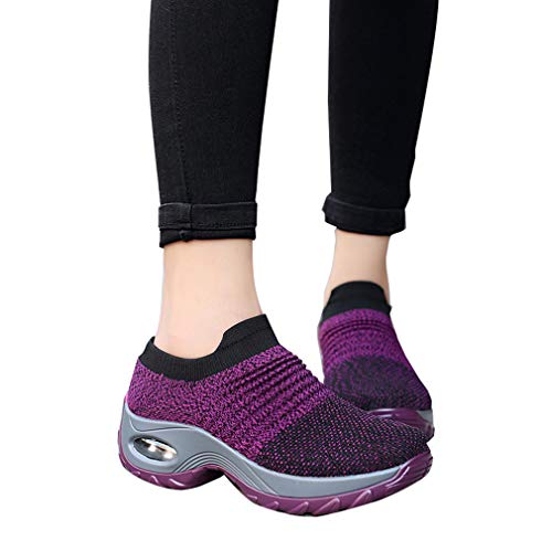 2020 Zapatos cuña Mujer Zapatillas de Deportivas Plataforma Mocasines Primavera Verano Planas Ligero Tacon Sneakers Cómodos Zapatos para Mujer Negro Gris Blanco