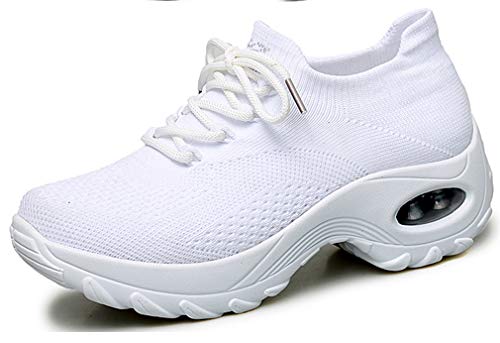 2020 Zapatos cuña Mujer Zapatillas de Deportivas Plataforma Mocasines Primavera Verano Planas Ligero Tacon Sneakers Cómodos Zapatos para Mujer Negro Gris Blanco
