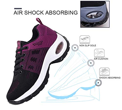 2020 Zapatos cuña Mujer Zapatillas de Deportivas Plataforma Mocasines Primavera Verano Planas Ligero Tacon Sneakers Cómodos Zapatos para Mujer, Purple,40 EU