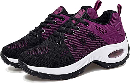 2020 Zapatos cuña Mujer Zapatillas de Deportivas Plataforma Mocasines Primavera Verano Planas Ligero Tacon Sneakers Cómodos Zapatos para Mujer, Purple,37 EU