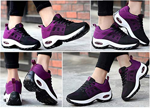 2020 Zapatos cuña Mujer Zapatillas de Deportivas Plataforma Mocasines Primavera Verano Planas Ligero Tacon Sneakers Cómodos Zapatos para Mujer, Purple,37 EU