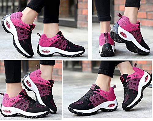 2020 Zapatos cuña Mujer Zapatillas de Deportivas Plataforma Mocasines Primavera Verano Planas Ligero Tacon Sneakers Cómodos Zapatos para Mujer, Rojo,38 EU